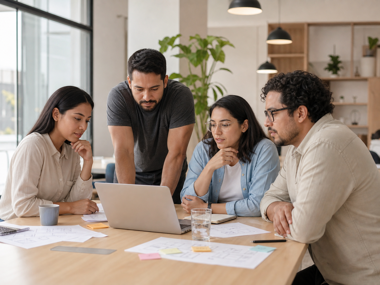 Equipo latinoamericano colaborando en una solución digital
